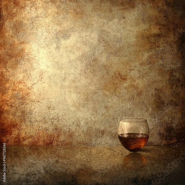 Fototapeta A Toast to Time A Glass of Brandy on an Aged Wall.