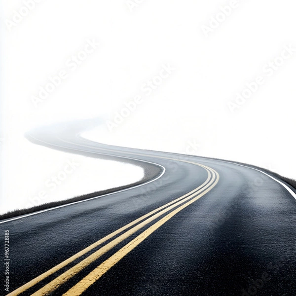 Fototapeta road with a white backdrop