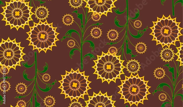 Fototapeta Seamless repeating floral pattern