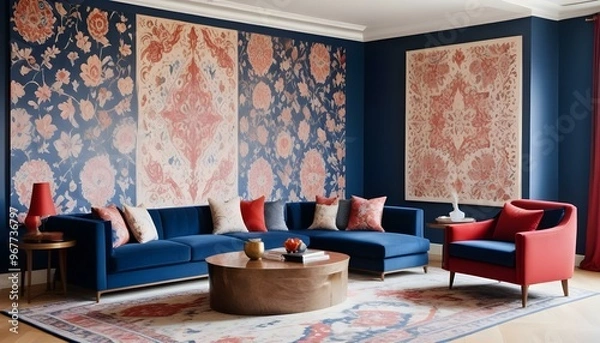 Obraz Photo interior modern design room 3d illustration;