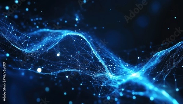 Fototapeta Abstract Digital Network with Glowing Blue Lines