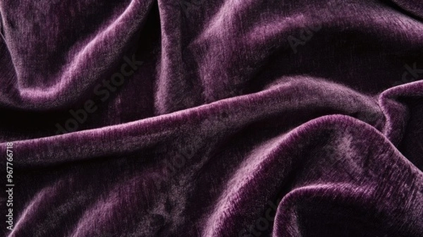 Fototapeta A detailed shot of a velvety texture in a dark aubergine shade, emphasizing the richness and softness of the fabric