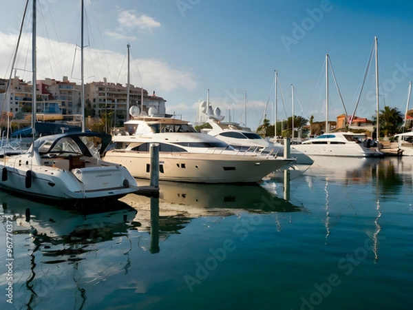 Fototapeta Luxury yachts in the marina