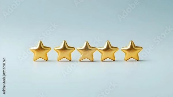 Obraz Photography Depicting A Gold Five Star Review On A Simple Background