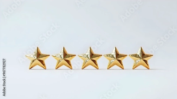 Obraz Photography Depicting A Gold Five Star Review On A Simple Background