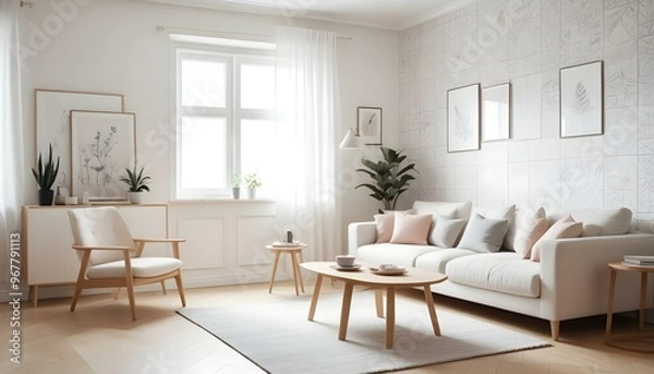 Fototapeta Photo interior modern design room 3d illustration;