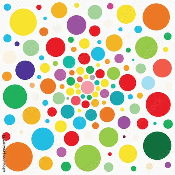Fototapeta Festival brite colorful dot background, different many colors, white background.