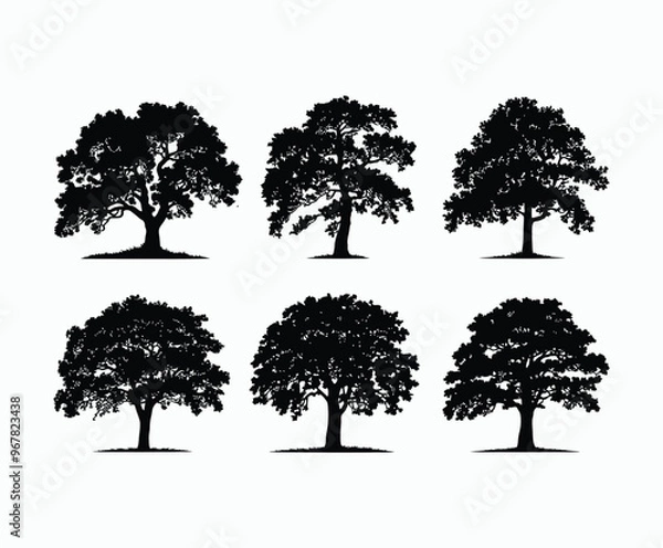 Fototapeta Oak tree silhouette EPS vector file illustration template