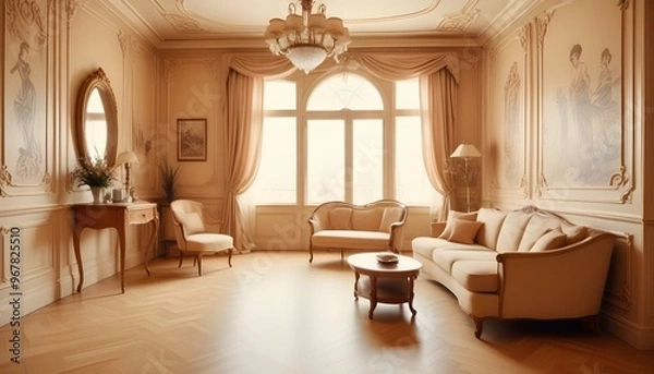 Fototapeta Photo interior modern design room 3d illustration;
