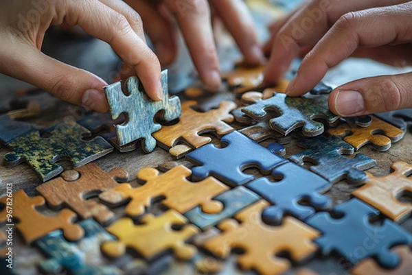 Fototapeta Collaborative Puzzle Solving