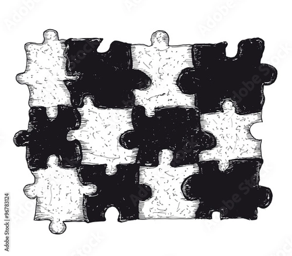Fototapeta Hand drawn jigsaw puzzle elements