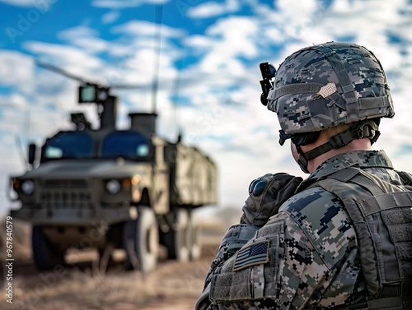 Fototapeta Launch of a new defense contractora  s secure communication network for military operations