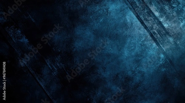 Fototapeta A dark, moody abstract background featuring deep black and blue textures
