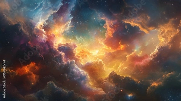 Fototapeta Cosmic Cloudscape A Celestial Symphony of Color and Light