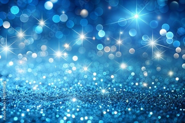 Obraz Glamorous abstract blue background with glitter and bokeh lights