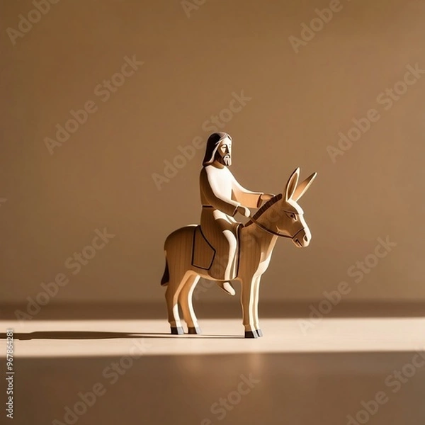Obraz A man riding a donkey