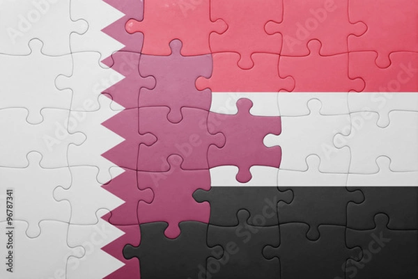 Fototapeta puzzle with the national flag of catalonia and european union