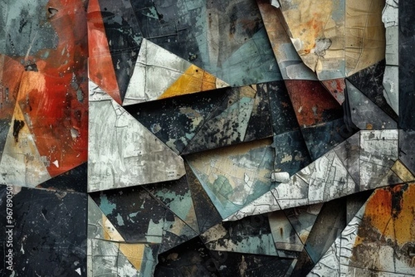 Obraz Abstract geometric artwork with layered textures