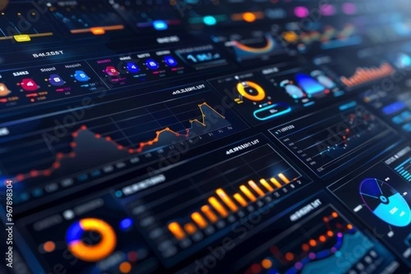 Fototapeta Comprehensive dashboard visualizing key performance charts