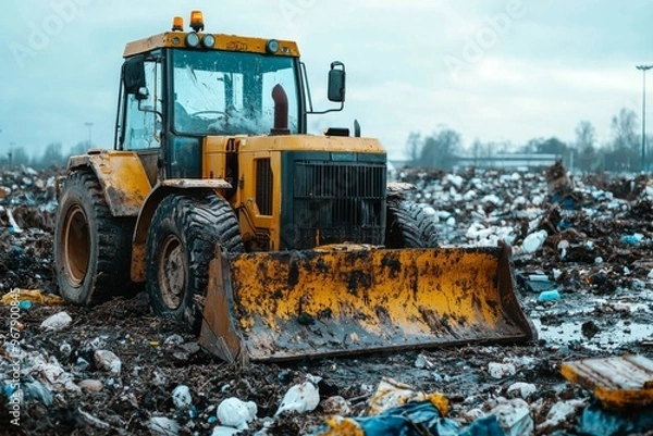 Fototapeta Waste landfill illustration created with Generative AI