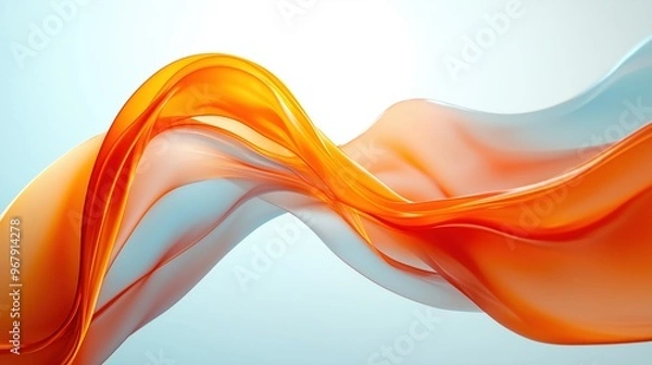 Fototapeta Dynamic Abstract Orange Curved Shape with White Background for Motion Graphics Animation, Designed with Octane Render Engine to Convey Elegance, Speed, and Energy in a Fluid Minimalist Style