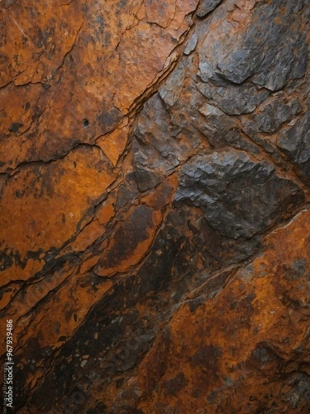 Fototapeta Rust-colored granite stone texture resembling cave interiors.