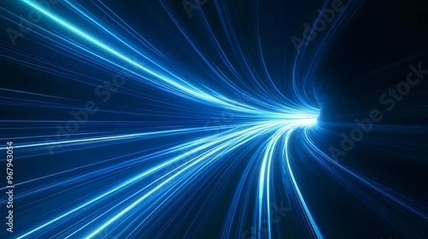 Obraz Abstract blue light trails creating a dynamic effect.