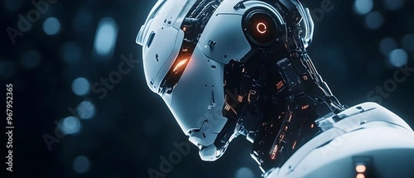 Fototapeta Robotic processes enhanced by sensors focusing on the role of sensory data in improving robotic performance  photography concept with copy space for text