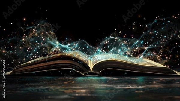 Fototapeta Magic Book with Glowing Particles