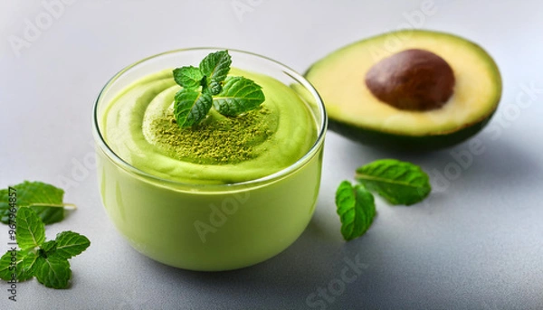 Obraz Cream mousse with matcha and avocado