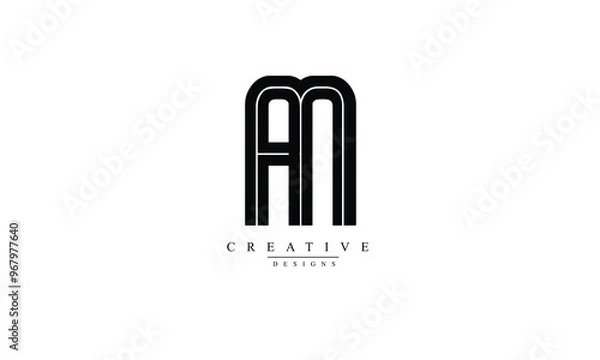 Obraz Alphabet letters Initials Monogram logo AN NA A N