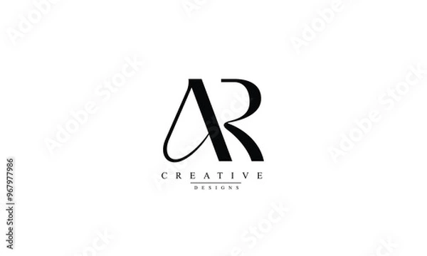 Fototapeta Alphabet letters Initials Monogram logo AR RA A R