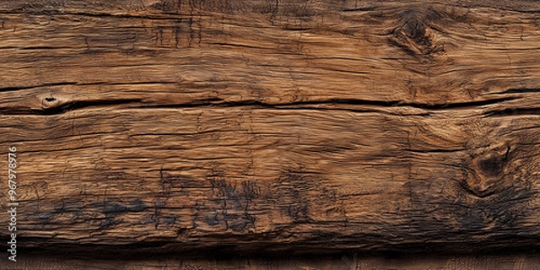 Fototapeta Seamless wide wood board with imperfections and aged wood texture pattern. Rustic oak beam for Christmas decorations and copy space text