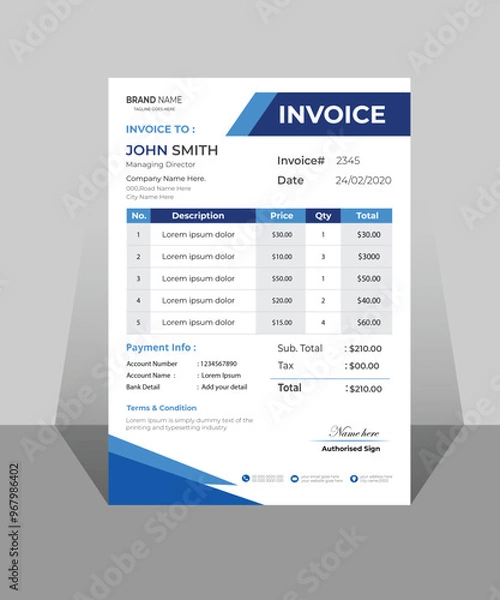 Obraz modern invoice template vector design