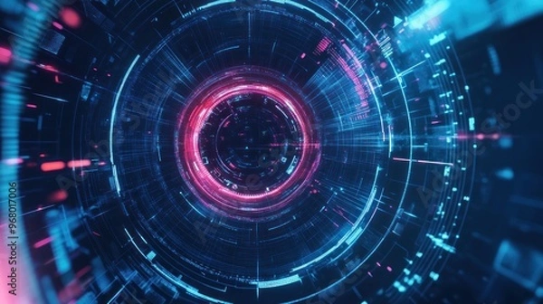 Fototapeta Abstract Technology Background with Glowing Circular Pattern