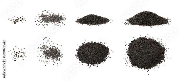 Fototapeta Basil seeds isolated on white background. Close-up. Superfood. Ocimum basilicum. Organic basil seeds.