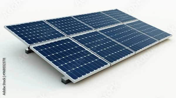 Fototapeta Solar panel 3d elements design professional advertising poster color background.  Solar panel pattern isolated stock photo on white background 