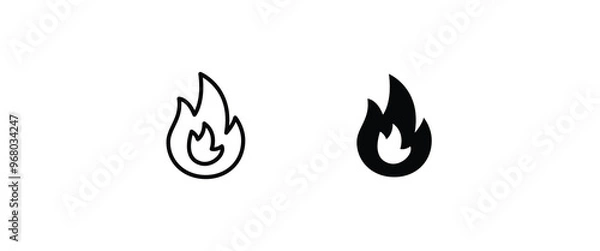 Obraz Fire flame icon vector template. Hot caution or spicy food. Vector logo symbol for oil, gas and energy concept flat design