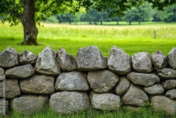 Fototapeta image of stone wall in rural environment .generative ai