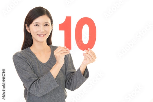 Obraz 数字を持つ女性