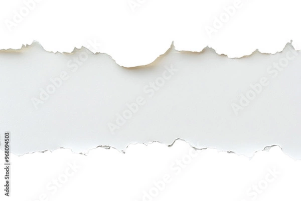 Fototapeta White ripped paper torn edges strips isolated on black background
