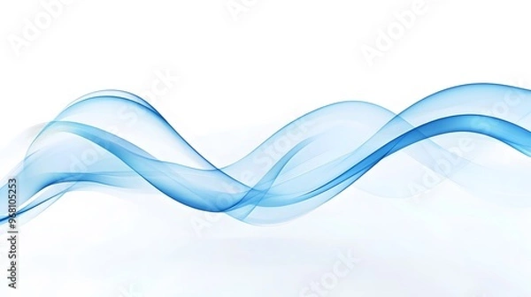 Obraz Abstract blue vector smoke shape on a white background, a simple and minimalistic design with elegant curves and lines