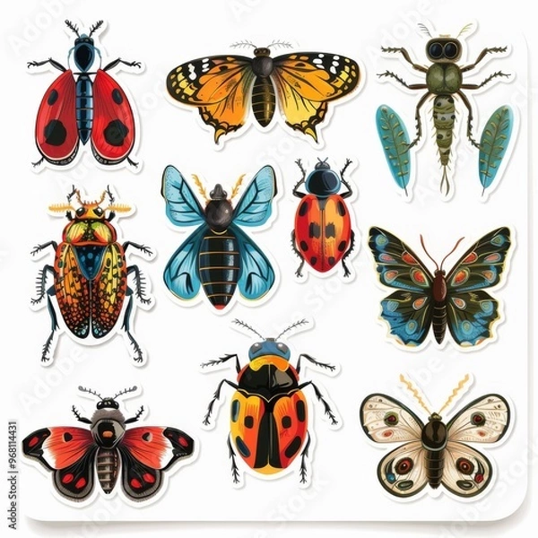 Obraz A sticker sheet with a focus on insects and bugs