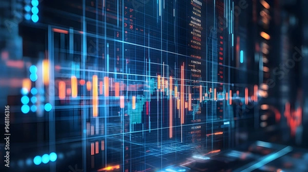 Fototapeta Business analytics with financial charts and graphs