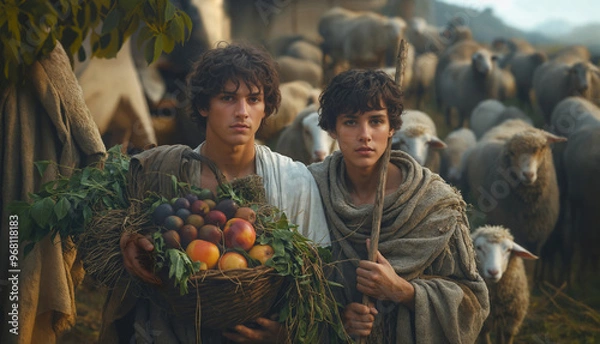 Obraz Bible story of Cain and Abel. Old Testament.