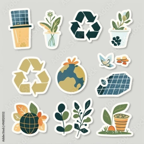 Obraz A sticker sheet with an eco-friendly theme