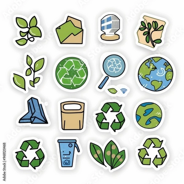 Obraz A sticker sheet with an eco-friendly theme