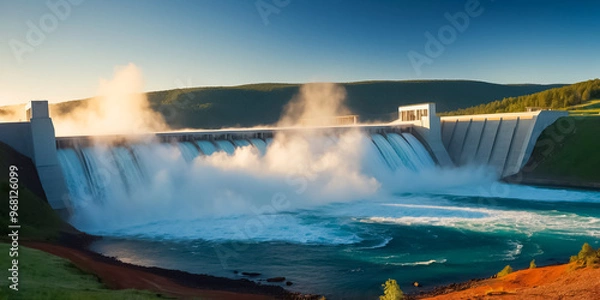 Obraz Hydroelectric power station discharges water