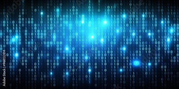 Fototapeta Binary Code Glow, Blue, Digital, Data, Technology ,binary code, digital art