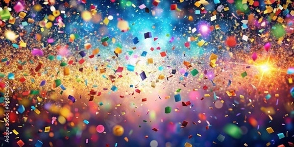 Fototapeta Confetti Explosion A Digital Celebration of Joy, Celebration, Confetti, Party